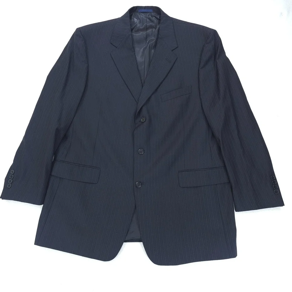 Daniel Cremieux Loro Piana Suit Mens 46R Navy Pinstripe 2 Piece 3 Button 37x30